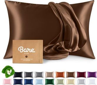 Bare Home 19 Momme 100% Mulberry Silk Pillowcase in Brown at Nordstrom, Size King