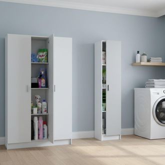 Dmora Armario Multiuso Grande Sinnai, Modular, 7 Estantes, 4 Puertas, 146x180h Cm Blanco