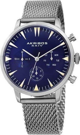 Akribos XXIV Blue Dial Stainless Steel Mesh Mens Watch AK1027BU