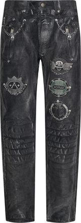 John Richmond Applied Graphic Broeken - Heren - Slim Fit Broeken - Zwart - W38 - Leer - Broeken