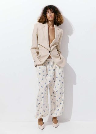 Mango Pantaloni harem stampa fiori bianco - Donna - XXS - MANGO