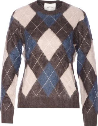 Lisa Yang Margy trui met ronde hals en argyle-patroon - Bruin