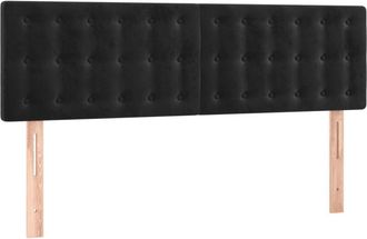 vidaXL Cabecero Con Led De Terciopelo Negro 144x5x78/88 Cm Vidaxl