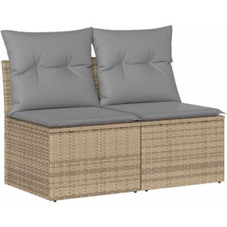 vidaXL Set Sof&aacute;s Jard&iacute;n Y Cojines 2 Pzas Rat&aacute;n Sint&eacute;tico Acacia Beige Vidaxl