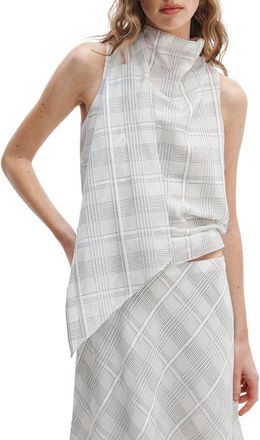Rag & Bone Adela Funnel Neck Sleeveless Top in White Plaid at Nordstrom, Size Xx-Small