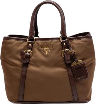 Prada Pre-owned Nylon Satchel - Dames - Vintage Handtas - Bruin - ONE Size - Nylon - Vintage