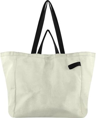 Generic Beige pattern Reusable Canvas Tote Bag, Heavy Duty Grocery Shopping Bag with Large Capacity Double Handles Hard Bottom Work Groceries Travel