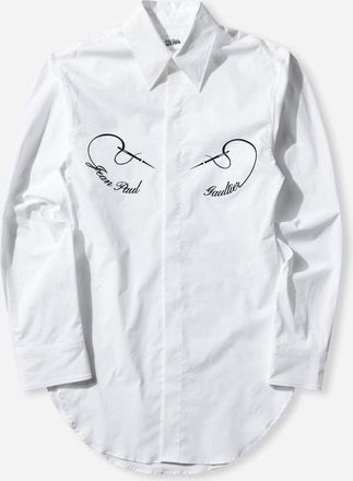 Jean Paul Gaultier Women s Oversized Printed Shirt White