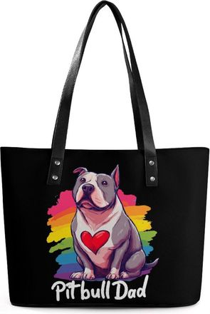 Generic Pitbull Dad Tote Bags for Women Cute Shoulder Purses Handbags