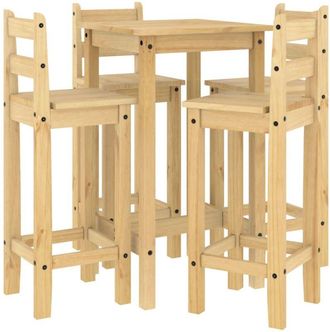 vidaXL Set De Bar 5 Piezas Madera Maciza De Pino Vidaxl