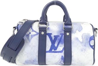Louis Vuitton Blue Coated Canvas Boston Bag (Pre-Owned)