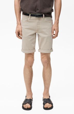 Mango Slim Fit Stretch Cotton Bermuda Chino Shorts in Sand at Nordstrom, Size 31