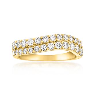 Ross-Simons Lab-Grown Diamond 2-Row Wave Ring in 18kt Gold Over Sterling