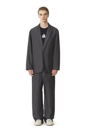 Lanvin Black Loose-Fit Chambray Jacket in Gray, Black at Nordstrom, Size 50 Eu
