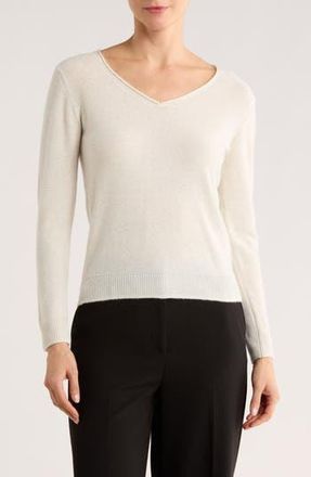 Sofiacashmere Sequin V-Neck Wool Cashmere Blend Sweater in Ivory at Nordstrom Rack, Size X-Small