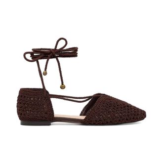 Twinset Ballerinas, female, Brown, Size: 6 US Ankle-Tie Ballerina