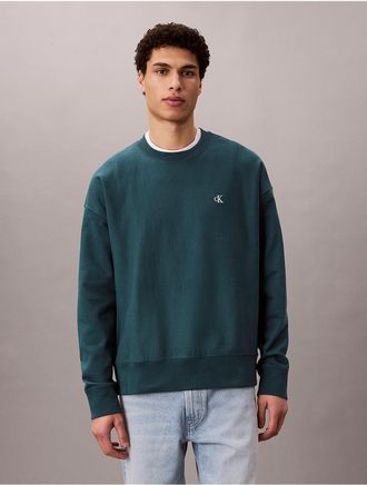 Calvin Klein Jeans Calvin Klein Mens Premium Terry Relaxed Sweatshirt - Green - 2XL