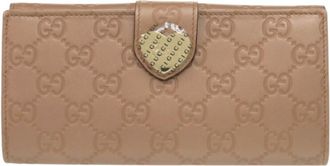 Gucci Guccissima Pink Beige Leather Long Wallet (Bi-Fold) (Pre-Owned)
