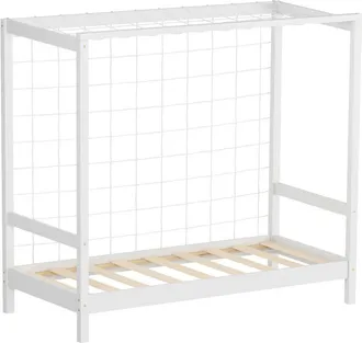 ML Design Ml-design - Cama Infantil Con Porter&iacute;a De F&uacute;tbol 70 X 140 Cm De Madera De Pino Color Blanco, Cuna Individual Para Ni&ntilde;o Con Somier De L&aacute;minas Y Red, Li