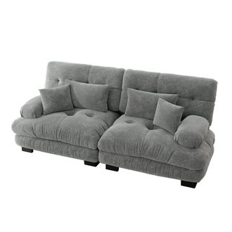 Urban Meuble Sof&aacute; modular de 3 plazas en chenilla gris con cojines