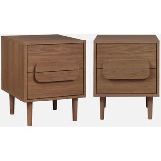 Sweeek Set 2 comodini vintage effetto legno 2 cassetti