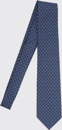 Ferragamo Cravatta in pura seta con motivo Gancini monogram all-over