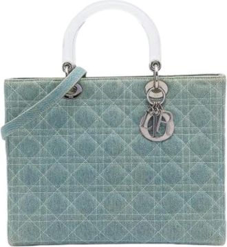 Dior Pre-owned Lady Satchel - Dames - Vintage Handtas - Blauw - ONE Size - Denim - Vintage