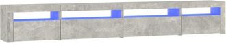 vidaXL Mueble de TV con luces LED gris hormigón 270x35x40 cm vidaXL