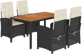 vidaXL Set De Muebles Jard&iacute;n 5 Pzas Con Cojines Rat&aacute;n Sint&eacute;tico Negro Vidaxl