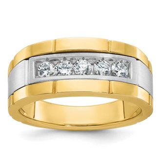 Diamond2Deal 14k Two-tone Lab Grown Diamond 5-Stone Band Ring 1/2Ct Clarity- VS Color- G-H