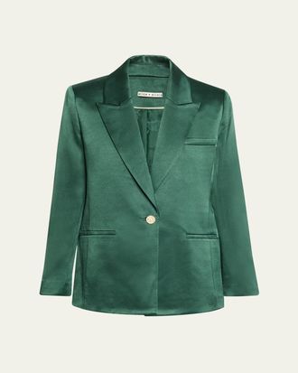 Alice & Olivia Silas Satin Single-Breasted Blazer