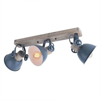 Steinhauer Foco - Gris - Gearwood - Madera Metal - Foco De Superficie - E27