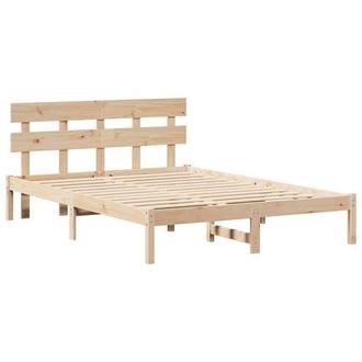 Berkfield Home Bed Frame with Headboard 140x200 cm Solid Wood Pine in Natural
