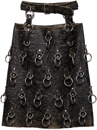 Prada Leren mini-rok met ringdetail - Zwart