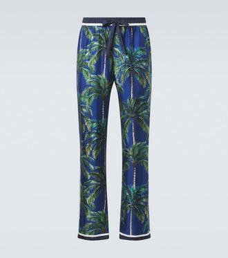 Dolce & Gabbana Printed silk twill straight pants