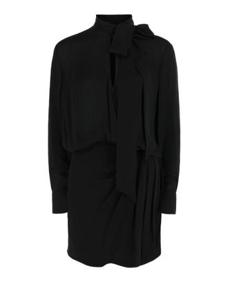 Valentino Fluid Georgette Long Sleeve Scarf Dress
