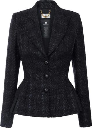 Elisabetta Franchi Tweed Jas - Dames - Blazers - Zwart - L - Tweed - Jassen