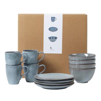 Broste Copenhagen Nordic Sea Fr&uuml;hst&uuml;cks-Set, soft blue (12-tlg.)