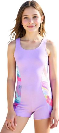 Generic Girls Boyleg Athletic One Piece Swimsuit with Boyshorts Racerback Sport Bathing Suit