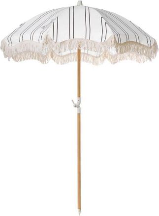 Beliani Sombrilla Madera Clara 150 Cm Poste Madera Haya Resistente Uv Blanco/negro Mondello