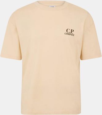 C.P. Company Mens Double Logo Tee in Pistachio S 402 - Beige - Size Small