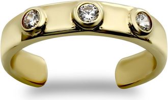 Jewelco London 9ct Gold CZ Trilogy Band Toe Ring - JTR009