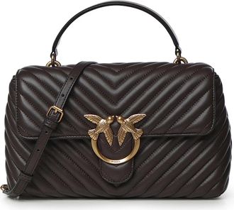 Pinko Love Lady Puff Chevron Bag - Dames - Handtassen - Bruin - ONE Size - Leer - Tassen