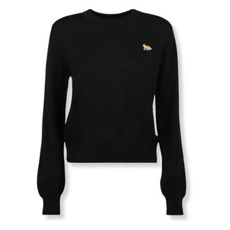 Maison Kitsun&eacute; Baby Fox Regular Jumper - Dames - Ronde hals truien - Zwart - M - Wol - Truien & Vesten