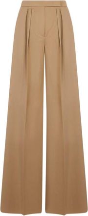 Max Mara Quorum Wijde Broek - Dames - Wijde Broeken - Bruin - S - Wol - Broeken