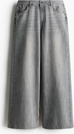 H&M Wide Regular Waist Jeans - Grau