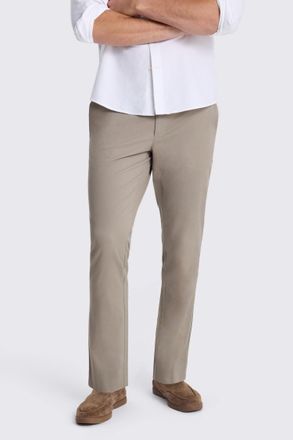 Moss Slim Fit Dark Taupe Cotton Chinos