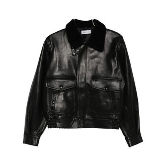 Ernest W. Baker Leather Jackets, male, Black, Size: 2XL Black Leather Outerwear Jacket