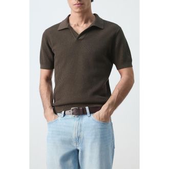 Mango Cotton Piqu&eacute; Polo in Chocolate at Nordstrom, Size Large