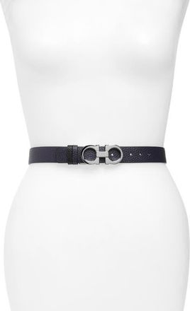 Ferragamo Salvatore Ferragamo Double Gancio Reversible Leather Belt in Mirto/nero at Nordstrom, Size 100